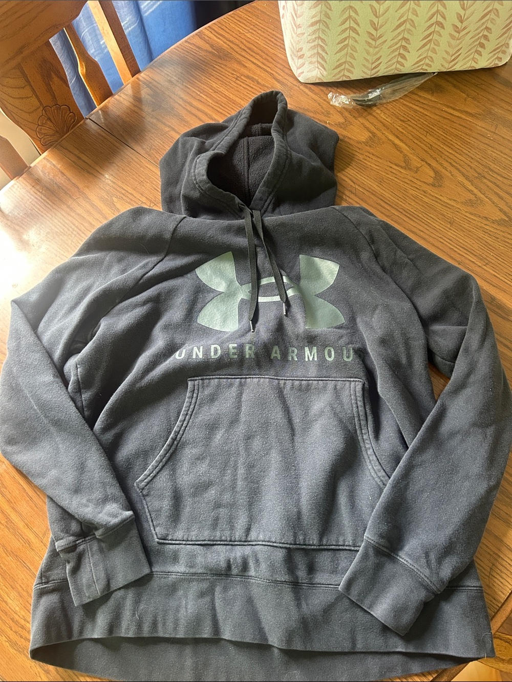Under Armour women’s Crewneck Hoodie - Charcoal with Light Green Logo